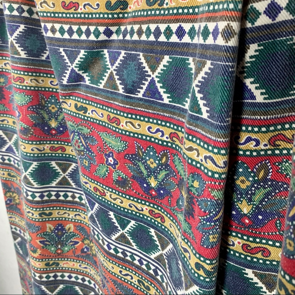 90s 80s Vintage Southwestern Denim Midi Skirt